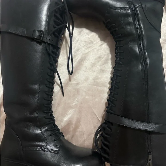 Ann Demeulemeester Danny Black Leather Lace-Up Combat Boots-37 - Picture 7 of 13